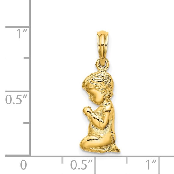 Million Charms 14k Yellow Gold Religious Themed Praying Boy Charm